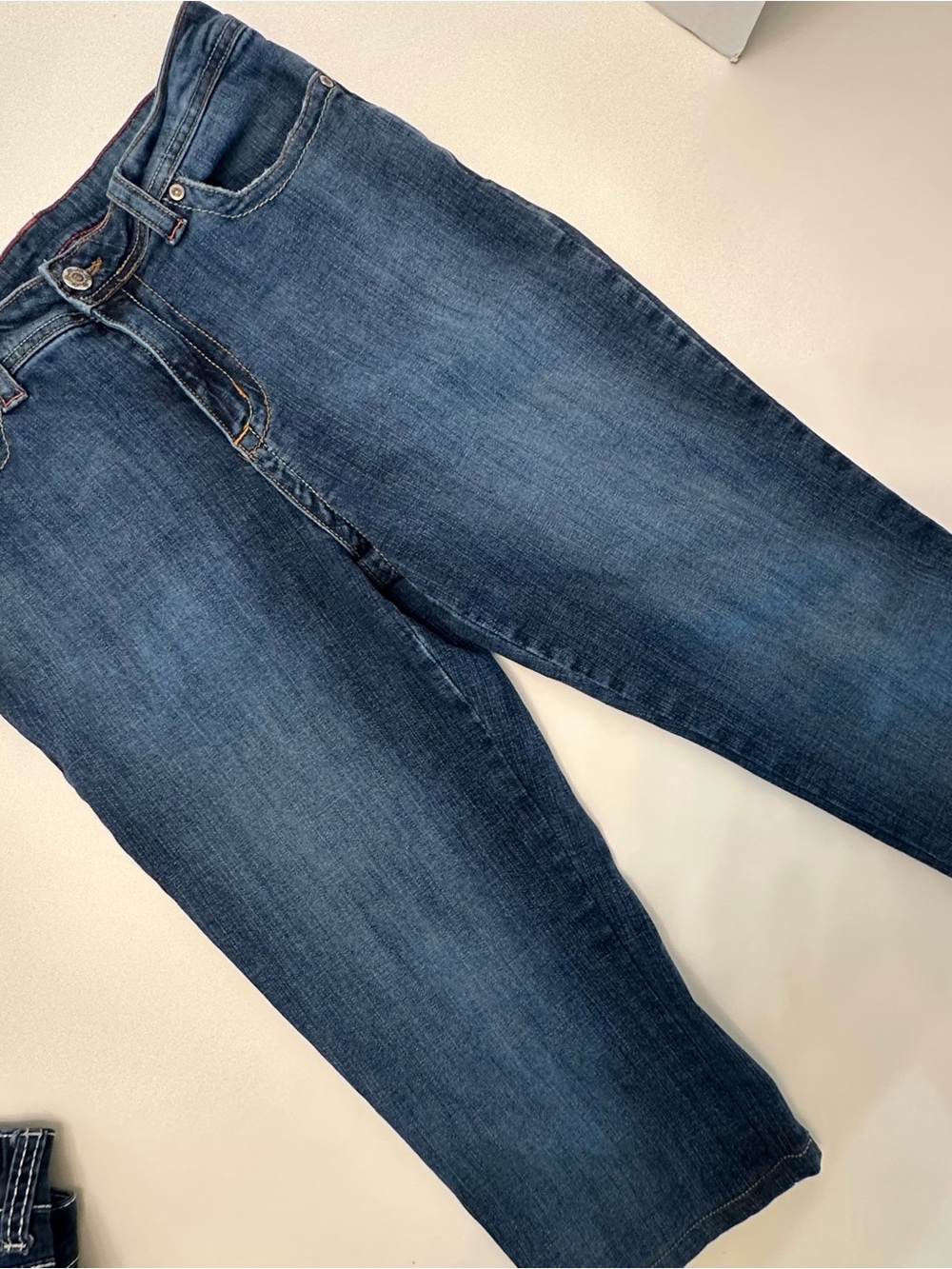 Women’s Dark Blue Embellished Pocket Jeans x3 size 10 1 pair capri, boot cut - Picture 14 of 16
